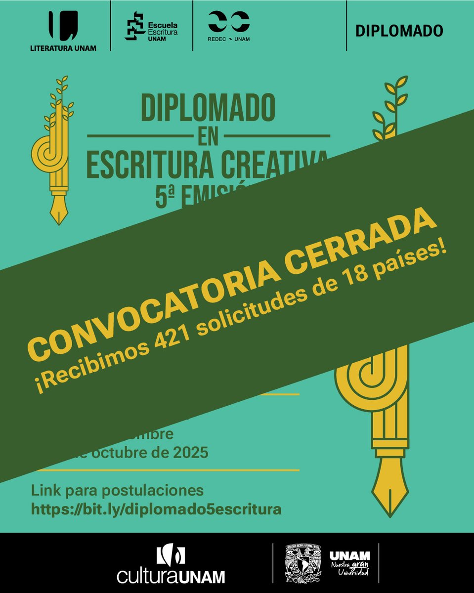 📢 ¡Convocatoria cerrada! 🚫
¡Gracias por el enorme interés! 🙏
📝 Recibimos 421 solicitudes provenientes de 18 países:  🌎 Alemania, Australia, Bolivia, Brasil, Canadá, Chile, Colombia, Costa Rica, Ecuador, España, Estados Unidos, Guatemala, Honduras, México, Panamá, Perú,
