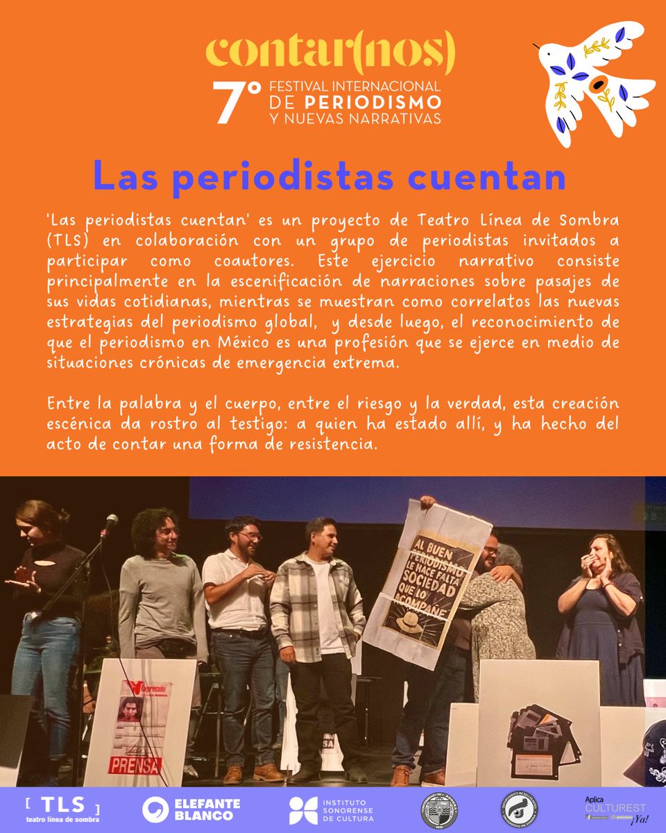 El periodismo también se cuenta desde el cuerpo.
💥“Las periodistas cuentan” llega al Festival Contar(nos) con una creación escénica que entrelaza arte, memoria y verdad.
Un ejercicio narrativo para esbozar, desde lo cotidiano, el rostro del testigo:
de quien ha estado allí, de