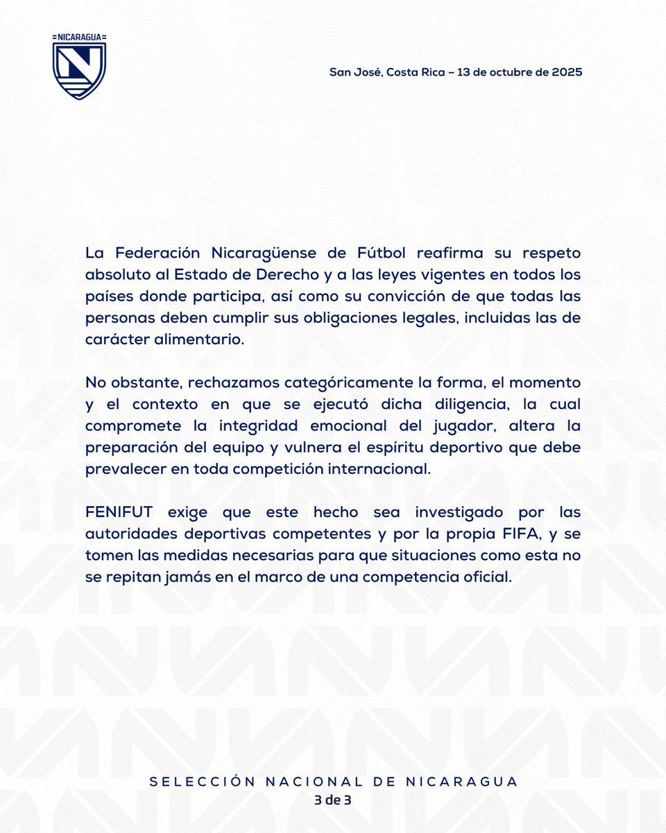 🚨 COMUNICADO OFICIAL 🚨

🗞️ <a href="/LaAzulyBlanco/">Selección Nacional de Nicaragua 🇳🇮</a>
