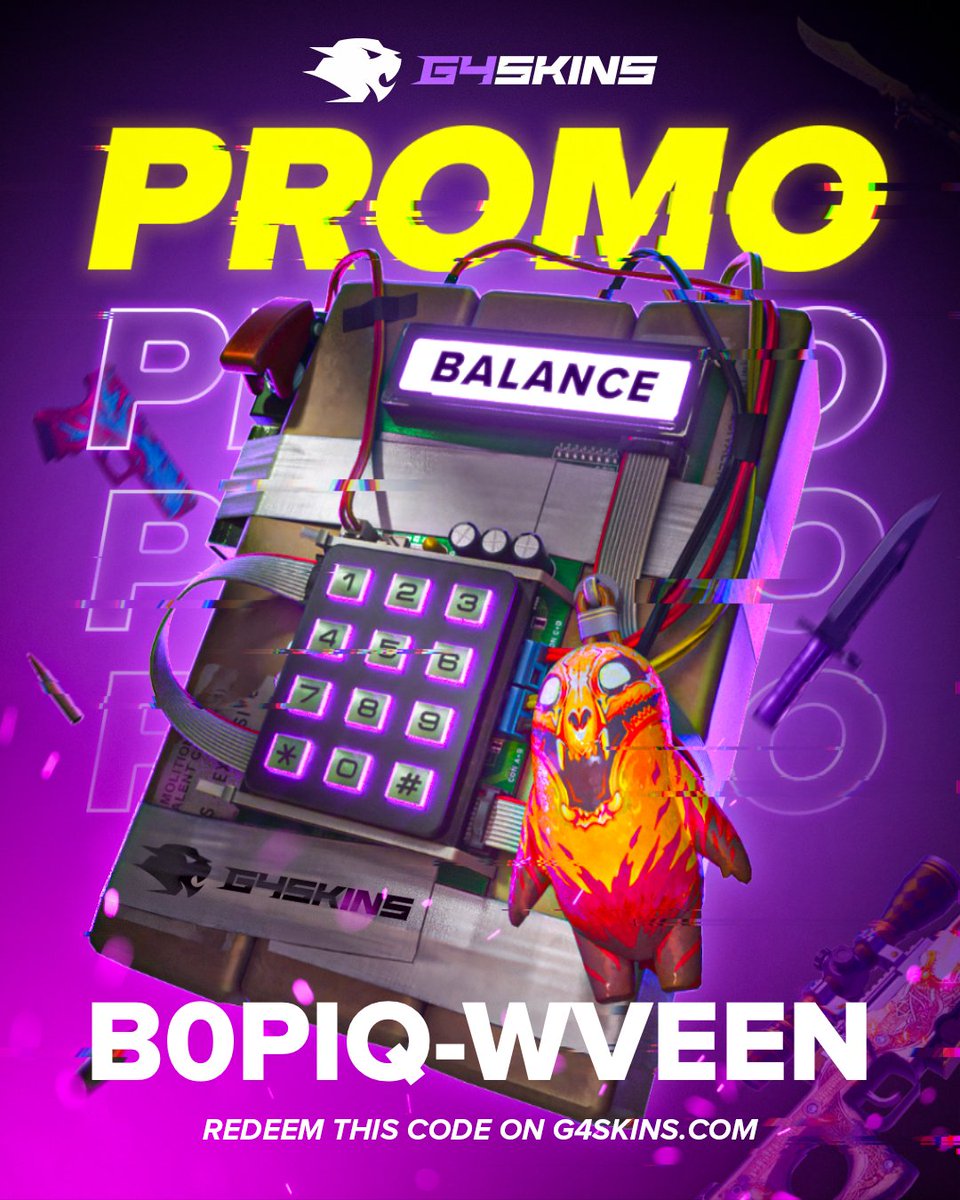 g4skinsdotcom's tweet image. Fresh new code for you all! 🤗

#free #code #promocode #g4skins #counterstrike #counterstrike2 #csgo