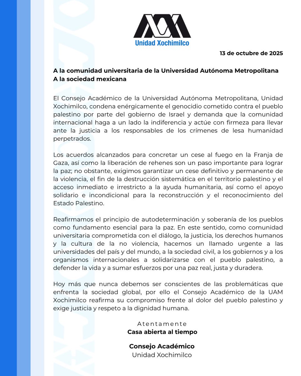 A la comunidad universitaria