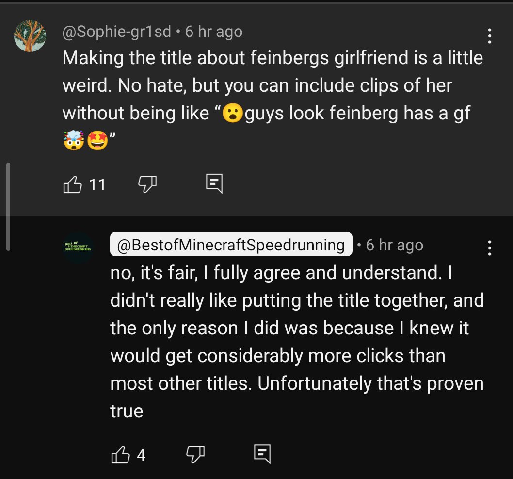 why the fuck is this even remotely acceptable. 

"i know what i did is bad BUT it gets more clicks soooo i dont care 👍" 

fuck out of our community. incase it already wasnt clear by the shit quality of clips and low effort thumbnails, this confirms you're JUST A MONEY GRAB.