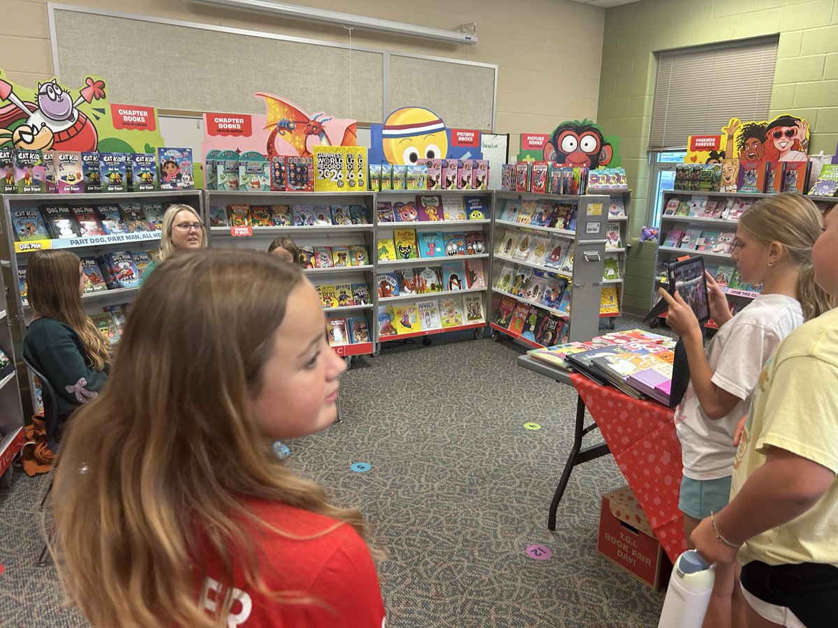 Broadcasting club working on their first stories! This group is reporting in the <a href="/WHWildcats/">Warren Hills Elementary</a> book fair! We have such an amazing PTA to not only host the book fair but also support broadcasters !! 💚🎥🎤📚 #sharethegoodlps