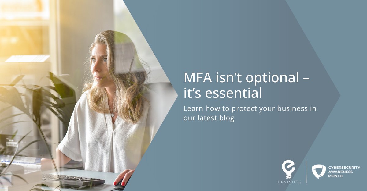 envisionitllc's tweet photo. Multi-Factor Authentication blocks 99.9% of automated attacks. 
It’s your cybersecurity seatbelt—don’t log in without it.

Learn more: https://t.co/ul2i8le7uQ

#CyberSecurityAwarenessMonth #NSCAM #CyberSmart #MFA https://t.co/i1n8D050iD