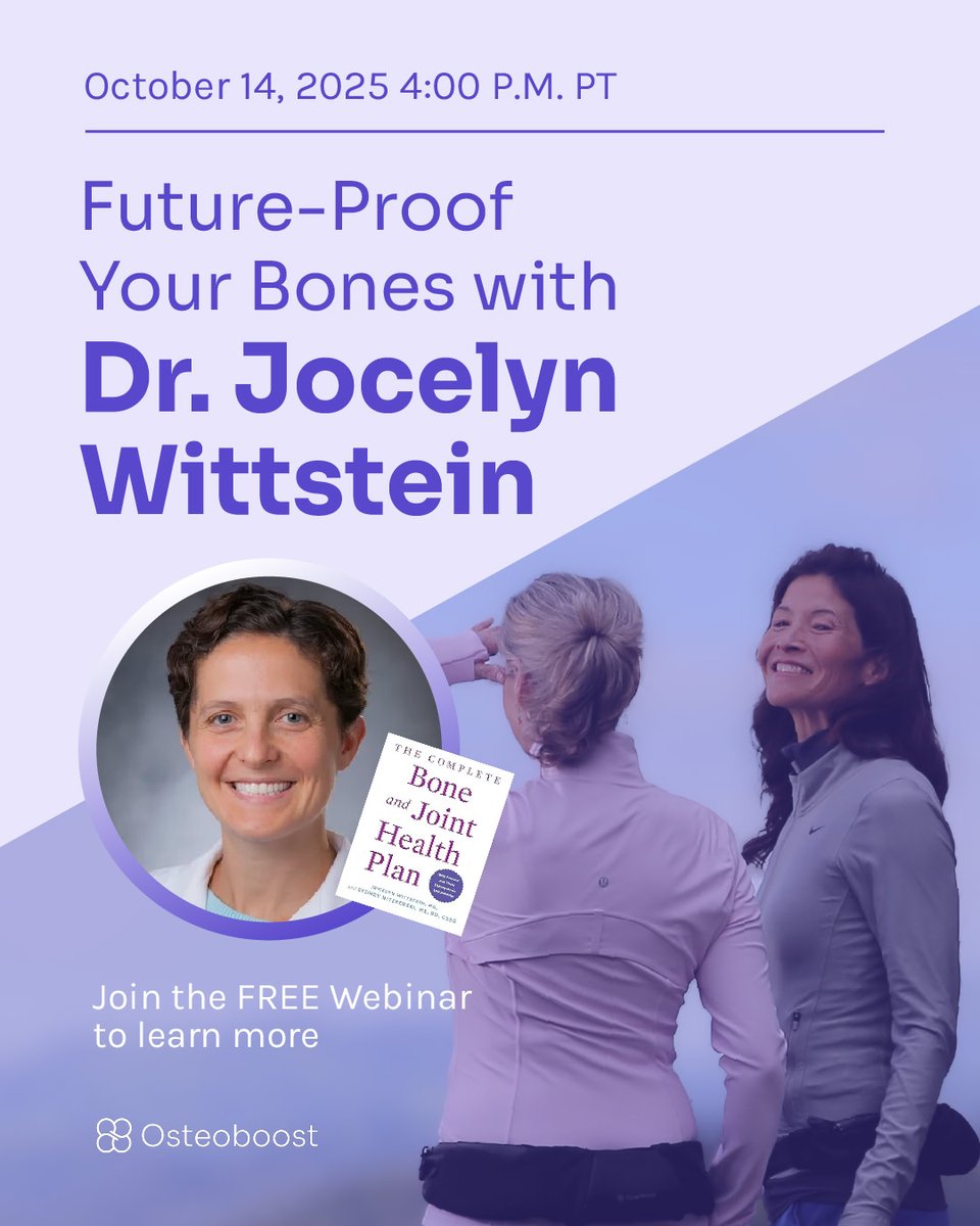 How  do orthopedic surgeons think about bone health? Join us TOMORROW for a  live webinar with Dr. Jocelyn Wittstein, author and board-certified orthopaedic surgeon. Register here: us06web.zoom.us/.../401.../WN_…