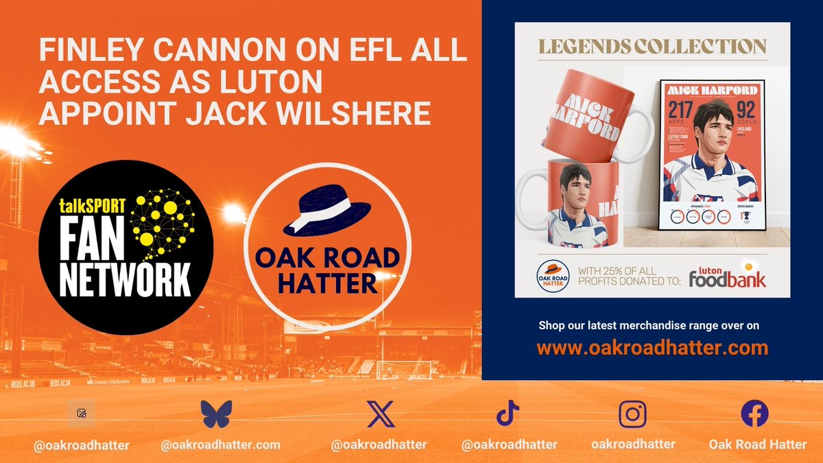 OakRoadHatter's tweet image. 📻EFL All Access…
Listen to Finley Cannon chat to @HughWoozencroft and #PAFC captain, Joe Edwards about the appointment of Jack Wilshere as Luton Town manager.
🎧 Listen/watch: youtu.be/gsoNE6L8nsc?si…
#LTFC | #COYH | #EFL