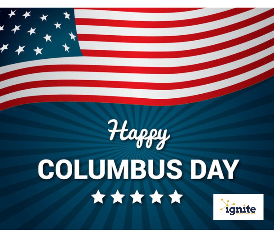 Ignitespaces's tweet image. Happy Columbus Day from Ignite Technology and Innovation! 🇺🇸 🇺🇸 🇺🇸 
#ignitetechnology #igniteyourbusiness #supportsmallbusiness