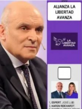 tucba's tweet photo. La Cámara Nacional Electoral acaba de dictaminar que las boletas electorales de la Pcia de Bs. As no podrán modificarse. Como símbolo de este tiempo, el rostro del narcodiputado Espert nos apostrofará... además; un olor a pachuli... https://t.co/Cw1aqlqS0k