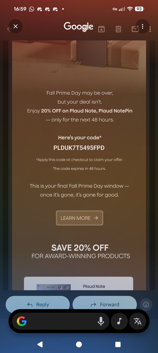ardpok's tweet image. Here&apos;s your code*

PLDUK7T5495FPD

Fall Prime Day may be over, but your deal isn&apos;t. ⭐ 📱 🎶 

&amp;gt;&amp;gt; Enjoy 20% OFF on Plaud Note, Plaud NotePin ** &amp;lt;&amp;lt;

— only for the next 48 hours. #PlaudNote #freePromo #x2025primo