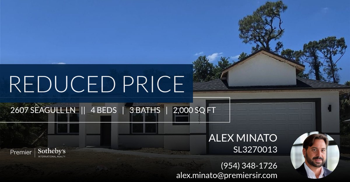 HomesByExperts's tweet photo. 📍 Reduced Price 📍 This recently reduced home at 2607 Seagull Ln in North Port won't last long, so, don't wait to set up a showing! Reach out here or at (954) 348-1726 for more information!

Alex Minato
Global Real Estate Advis... https://t.co/6nRwA3stiR https://t.co/uJNFUEjLp3