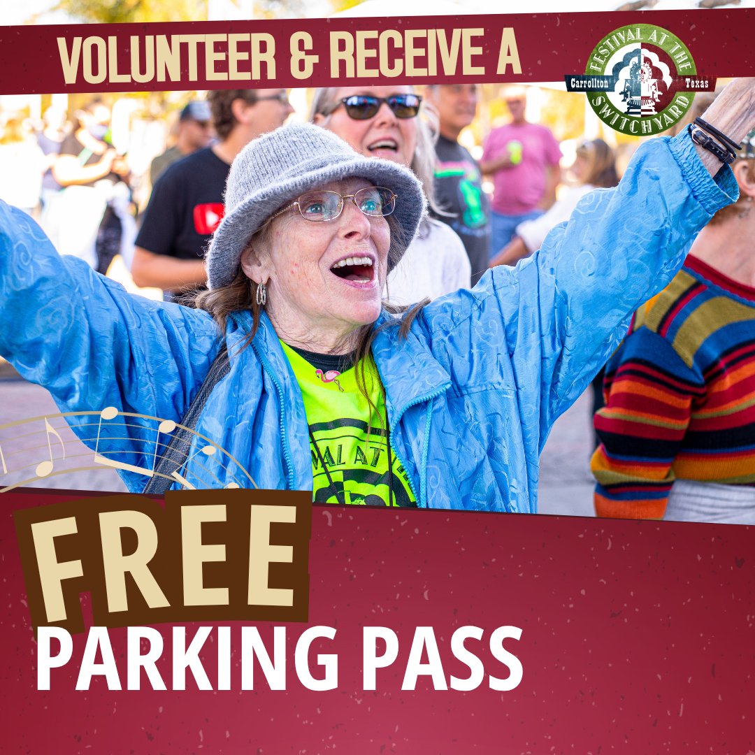 Need volunteer hours? The deadline to volunteer for the Festival at the Switchyard is this Fri., Oct. 17! Receive a free T-shirt, free lunch, and more for giving just two hours of time.
Individual volunteers must be at least 16 years old, but volunteers ages 14-15 will be