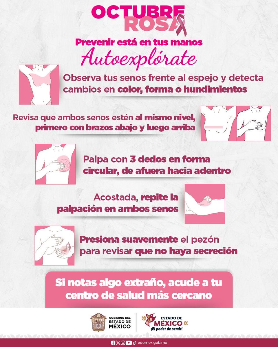 OficialiaEdoMex's tweet image. #PrevenirEsVivir
El @Edomex resalta la importancia de la detección temprana del cáncer de mama, siendo el más común entre las mujeres.
Autoexplórate, y si notas algo extraño acude a tu centro de salud.
#ElPoderDeServir