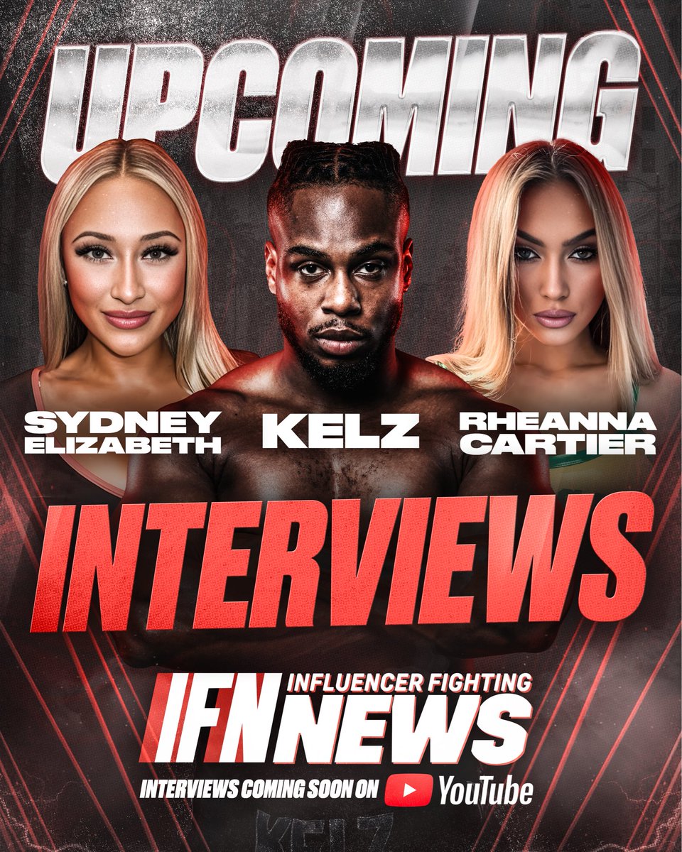 🚨𝐔𝐏𝐂𝐎𝐌𝐈𝐍𝐆 𝐈𝐅𝐍 𝐈𝐍𝐓𝐄𝐑𝐕𝐈𝐄𝐖𝐒🚨

This week we’ve got 3 new interviews with <a href="/sydelizabethx/">Sydney Elizabeth</a>, <a href="/kelechidyke/">Kelz</a> &amp; <a href="/CartierRheanna/">Rheanna Cartier</a> 🎙️🔥

Dropping soon on our YouTube channel ▶️🍿

#SydneyElizabeth | #Kelz | #RheannaCartier | #MisfitsBoxing | <a href="/misfitschix/">The Misfits Chix</a> | @ifnboxing