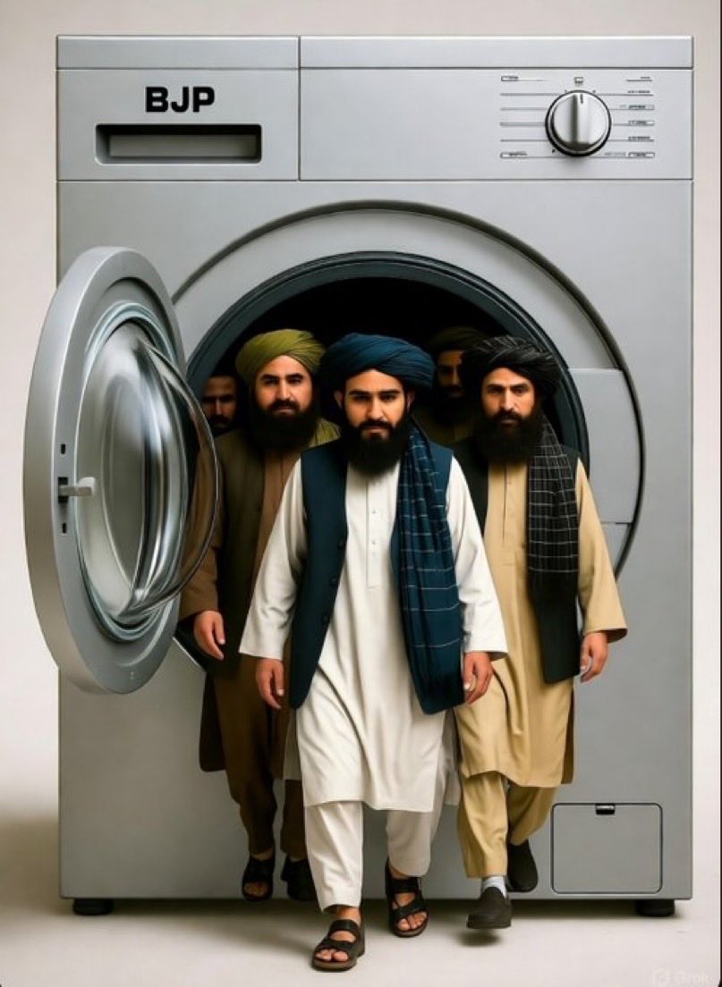 JN_Araain's tweet image. BJP's washing machine is next-level! 🧼 Even the Afghan Taliban comes out sparkling clean!  #PoliticalLaundry #TooGood #Afghanistan #AfghanistanSheltersKhwarij #BJP