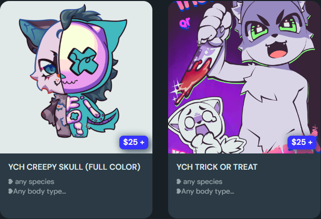coco_pi3's tweet photo. I have this two YCHs with a 20% OFF DISCOUNT in ☕️ !

How can you get it? Just comment SPOOKY and i'll send ✨the magic word✨ through your DMs 👹
.
#furryartist #ychcommission https://t.co/aMlNyn1hlk