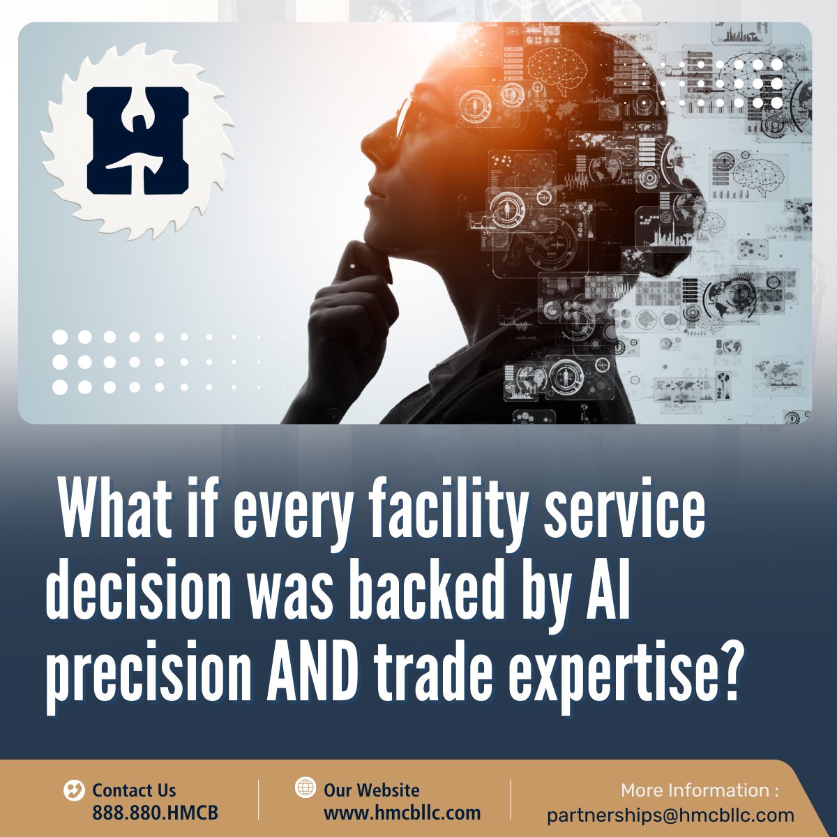 HMCBLLC's tweet photo. Smarter service. Lower spend. HMCB’s AI-powered cost benchmarking &amp; trade verified scopes ensure you get the right fix, first time, at the right cost. Predictive maintenance + NTE monitoring = savings, transparency &amp; long-term value. 
#FacilityManagement #AI #CostControl #SmartFM https://t.co/j8BlwmJvj9