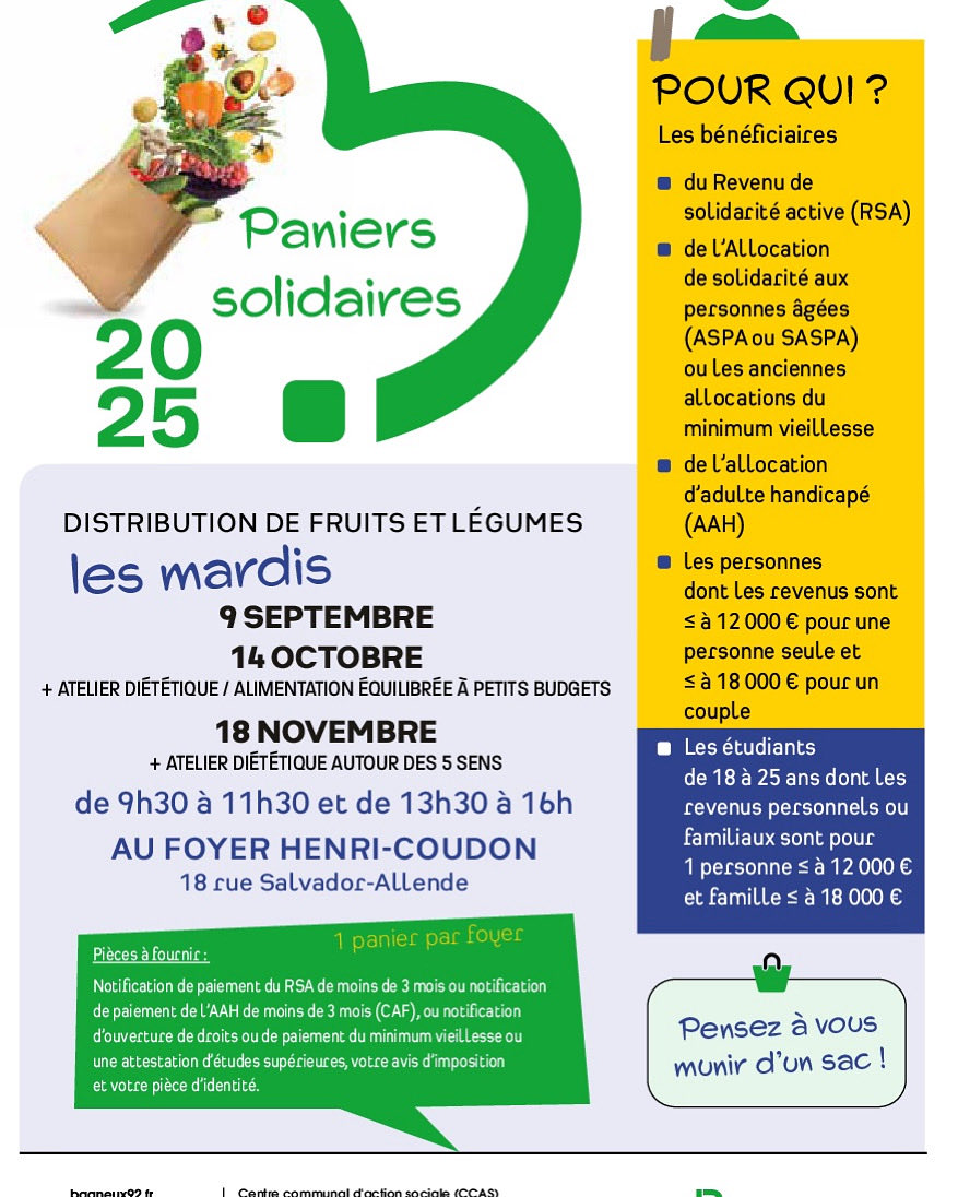 Les paniers solidaires, c’est ce Mardi au foyer Coudon! 
#solidarite