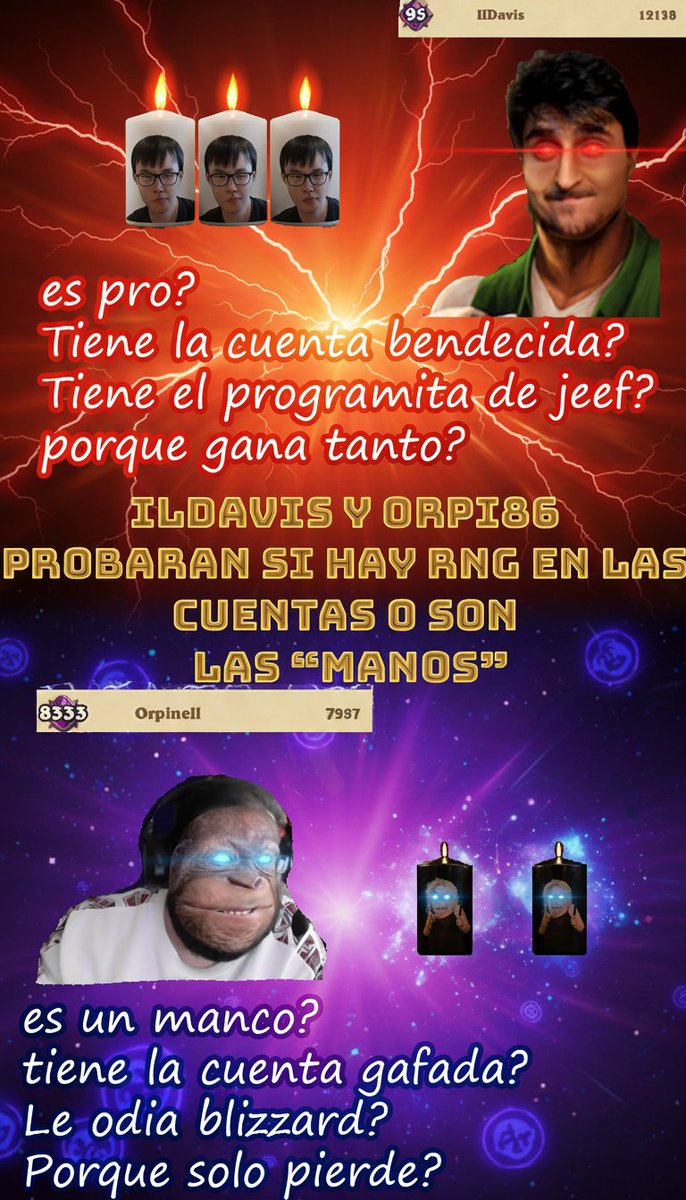 NellOrpi's tweet image. El miercoles 15 de octubre por la mañana en el canal twitch.tv/orpi86 orpi jugara con la cuenta de ildavis y por la tarde en el canal twitch.tv/ildavisbg ildavis jugara con la cuenta de orpi, que pasara?