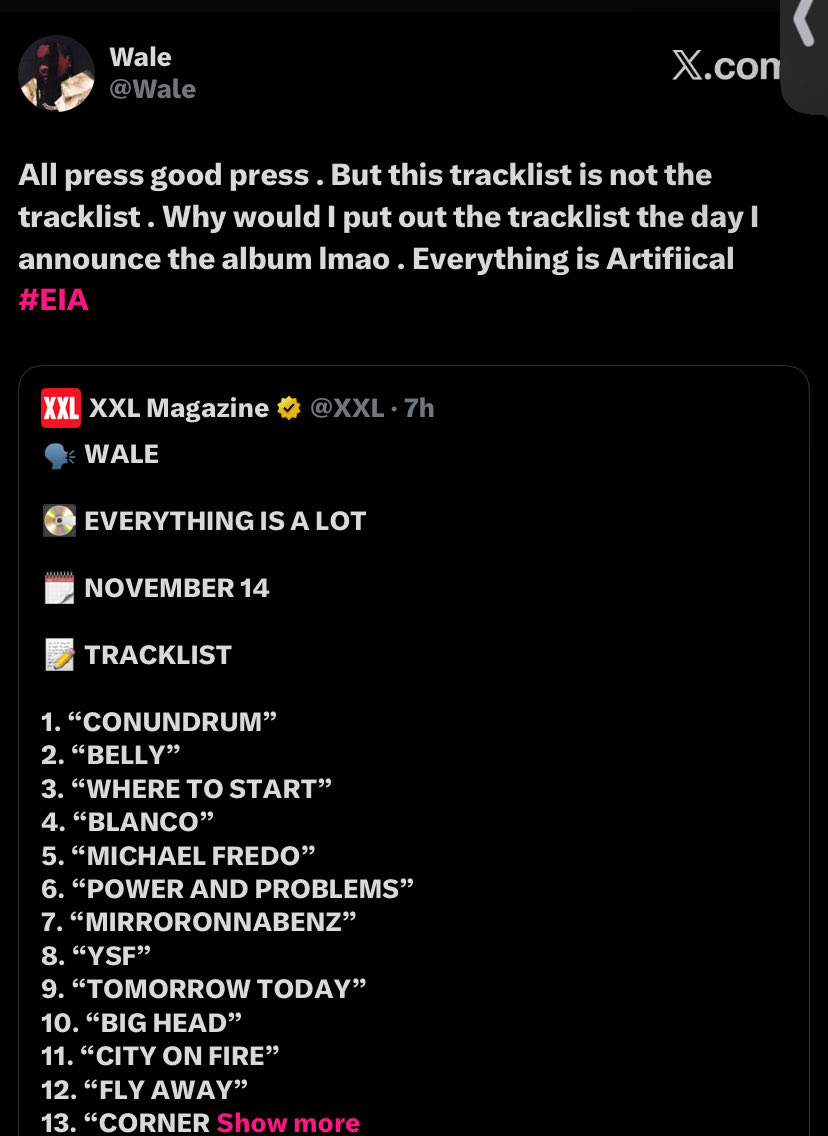 <a href="/XXL/">XXL Magazine</a> Mr Wale said y’all niggas lying. (As y’all normally do)