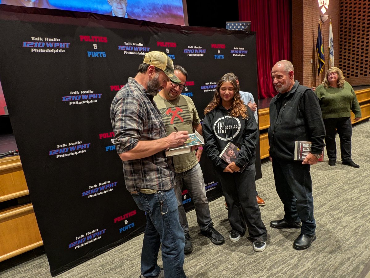 1210WPHT's tweet photo. Listeners and fans meeting @JackCarrUSA and @Richzeoli for a meet and greet at the Zlock Performing Arts Center for #PoliticsandPints https://t.co/S02EHYadTT