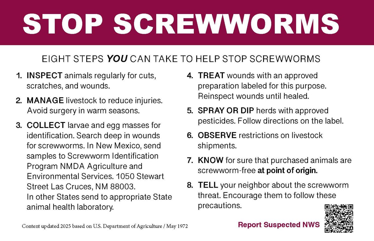 It’s important to prevent New World Screwworm! Be sure to note these eight steps you can take to help stop screwworms.