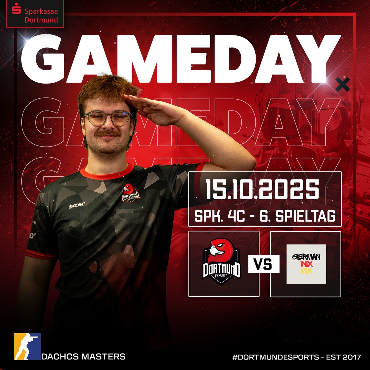 Heute geht es um 20 Uhr auf in den 6. Spieltag gegen GermanWixMix 👀 Schaltet ein und feuert uns an!

Cast: twitch.tv/whyzyo

Line-Up:
<a href="/a_grooo/">gro | Alex Gromov</a> 
<a href="/Nitschu_/">Nitschu</a> 
<a href="/neunard99/">Neunard</a> 
<a href="/screayx_CS/">screayx_CS</a> 
<a href="/LDakaJesko/">LD aka Jesko</a> 
<a href="/k0ti_CS/">k0ti</a> (C)

#Dortmundesports #CS2 <a href="/dachcs/">DACH CS Masters</a>