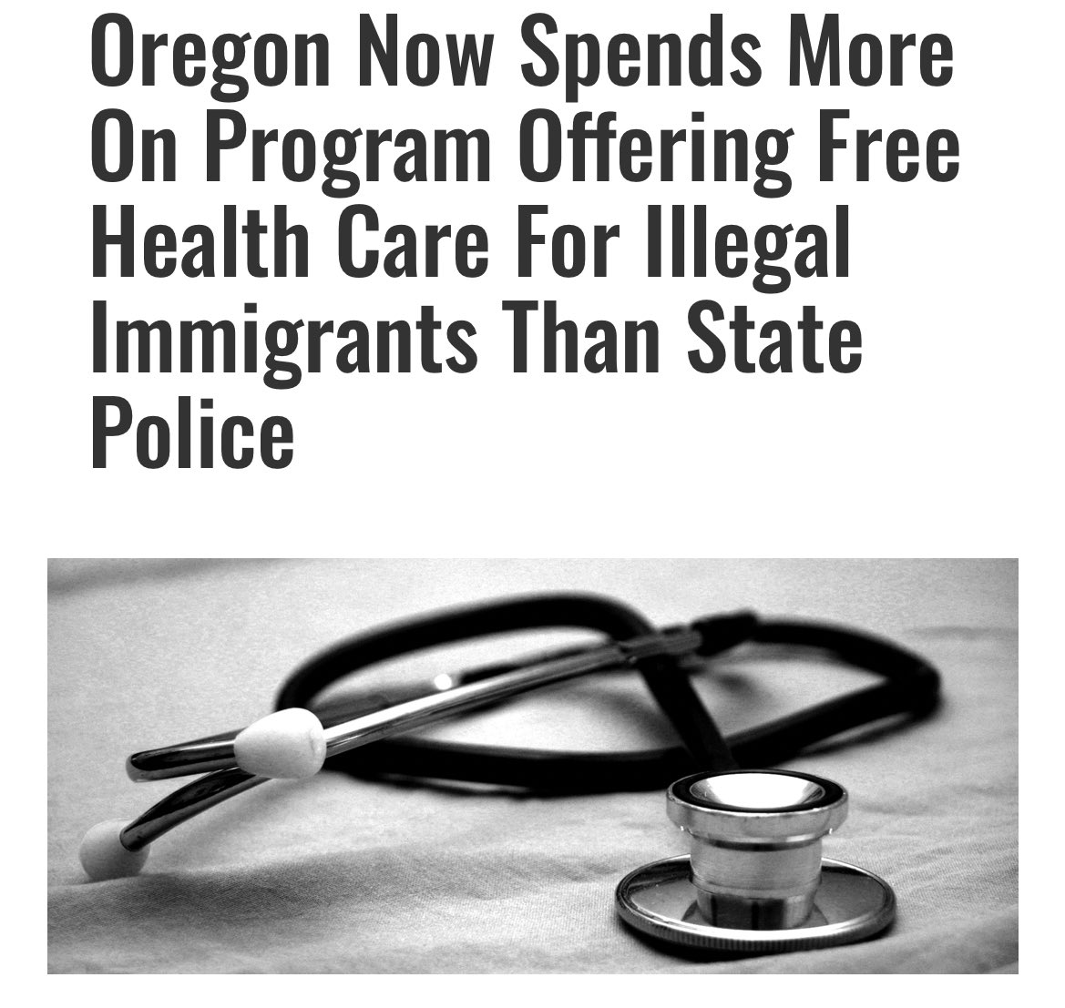 Take a look at this… 🤔🤔🤔

Oregon will spend more in its current budget period on free health care for immigrants regardless of legal status than on state police by $500 million or more, according to state officials and budget documents.

Oregon officials expect to spend $1.5