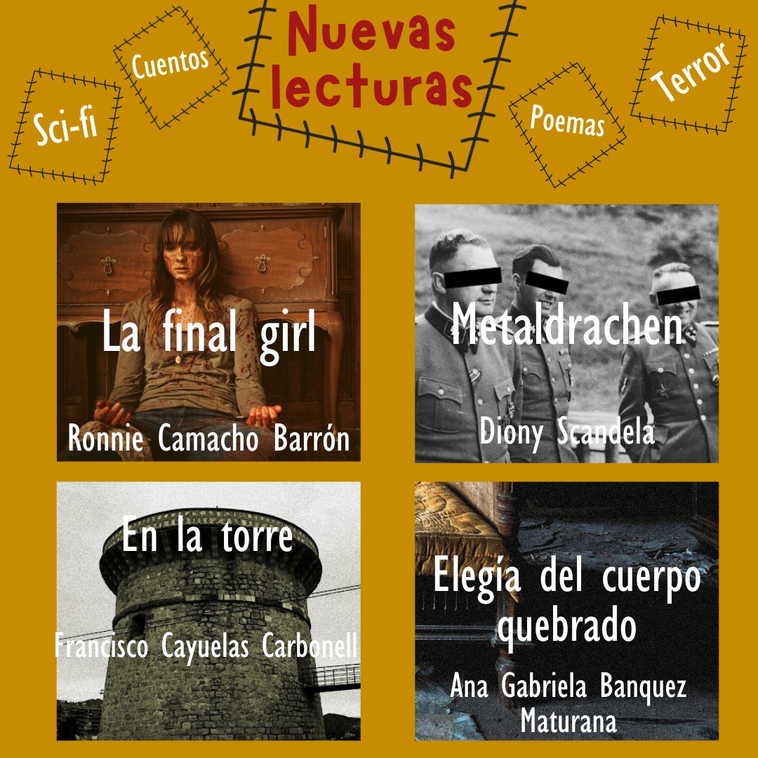 En nuestro perfil está la dirección de la web donde pueden leer nuestro contenido. Hay muchos textos experimentales y raros, que es lo que nos gusta compartir.

#queleer #lectores #amoleer #ficcion #terror #scifi #fantasia #poesia #relatos