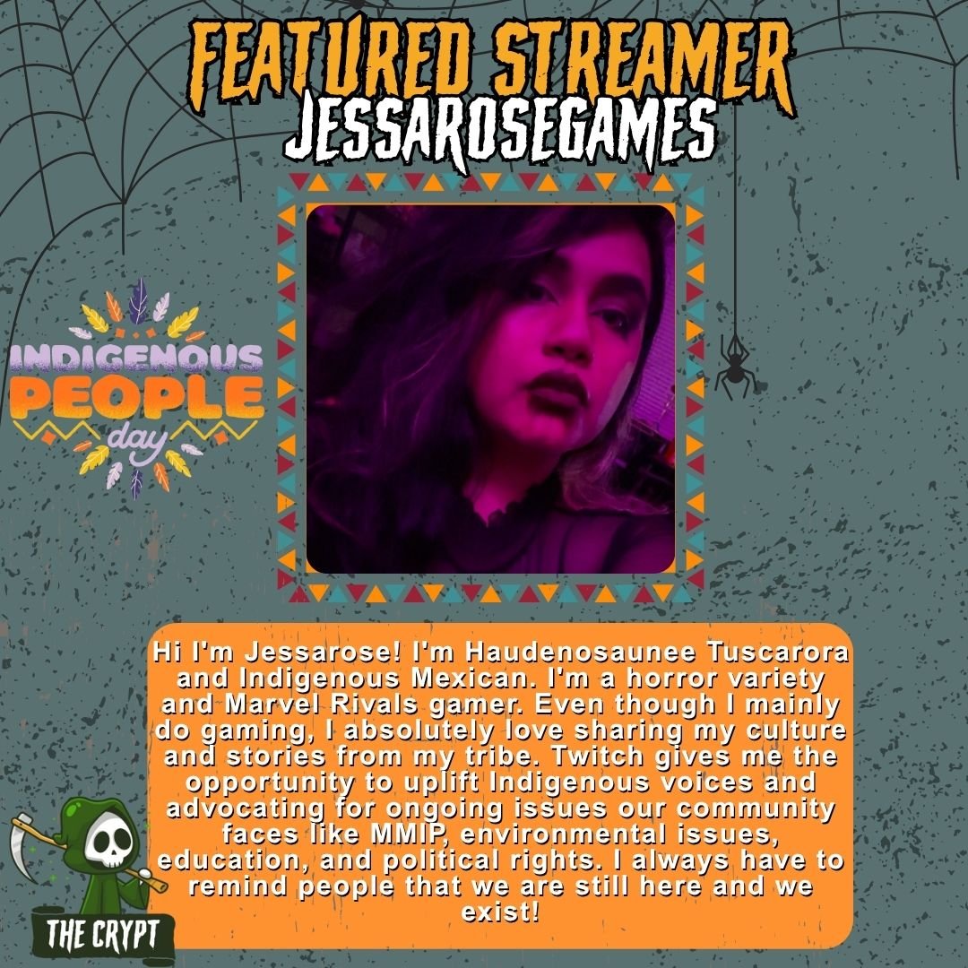 Indigenous voices make our streaming spaces richer and more powerful. 🎮
Let's celebrate Indigenous streamers! 

Please go give JessaRoseGames a follow, show them a ton of love, they are an amazing member of our stream team and an incredibly talented content creator. ❤️