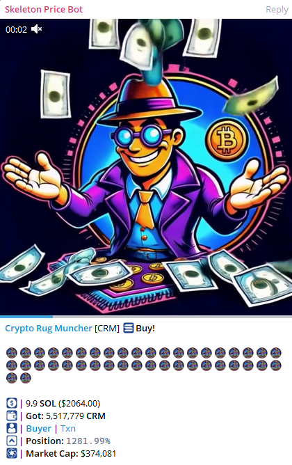 Crypto Rug Muncher (@cryptorugmunch) on Twitter photo Whales are accumulating. Get $CRM.
Contract: Eme5T2s2HB7B8W4YgLG1eReQpnadEVUnQBRjaKTdBAGS Whales are accumulating. Get $CRM.
Contract: Eme5T2s2HB7B8W4YgLG1eReQpnadEVUnQBRjaKTdBAGS