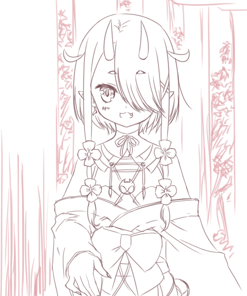 鬼灯わらべさんをお絵描き。
なぞのこうず。 