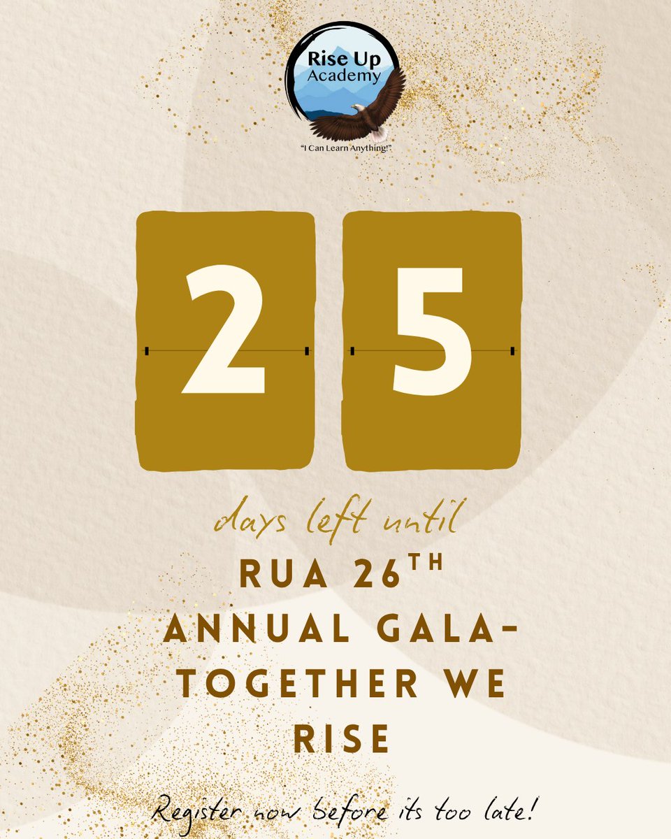 RiseUpAcademyNW's tweet photo. Only 25 days until the Rise Up Academy Gala! 🎉

Join us Nov 7 at the Lynnwood Event Center for a night of celebration, auctions, dinner, and purpose. Every ticket helps empower youth and fund scholarships.

🎟️ Get tickets: https://t.co/yblBboY8AG
#TogetherWeRise #RiseUpGala https://t.co/oJFnxiB8BD