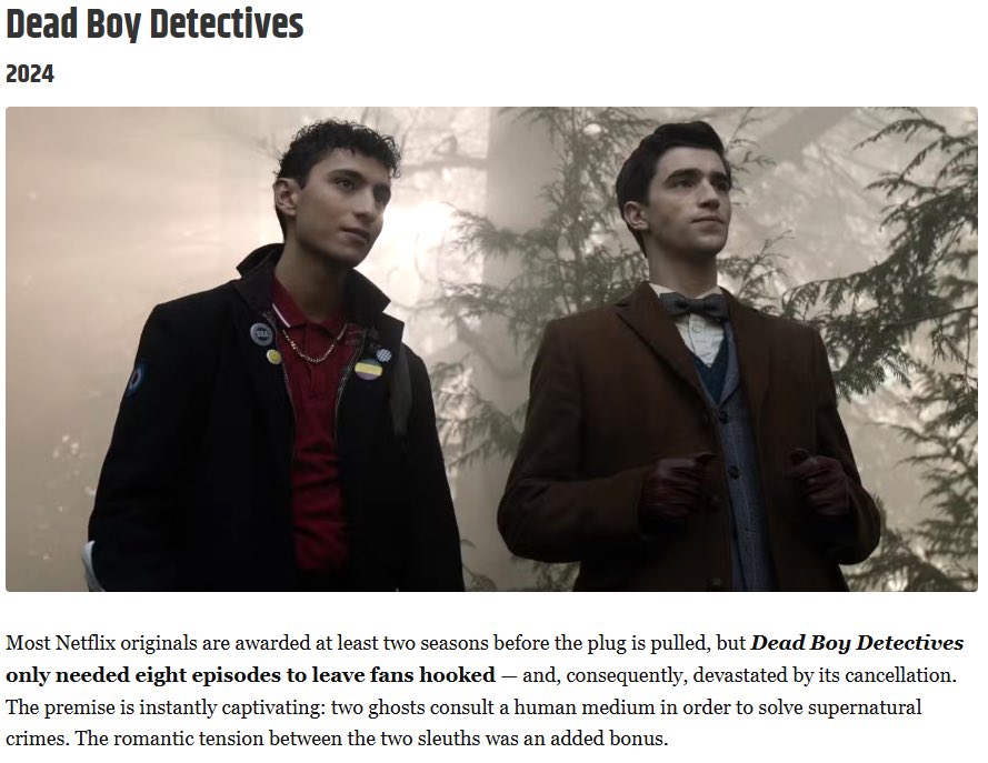 Dead Boy Detectives is featured on ScreenRant’s 9 Canceled Netflix Shows That Are Still Worth Watching;

screenrant.com/canceled-netfl…

#SaveDeadBoyDetectives  #DeadBoyDetectives