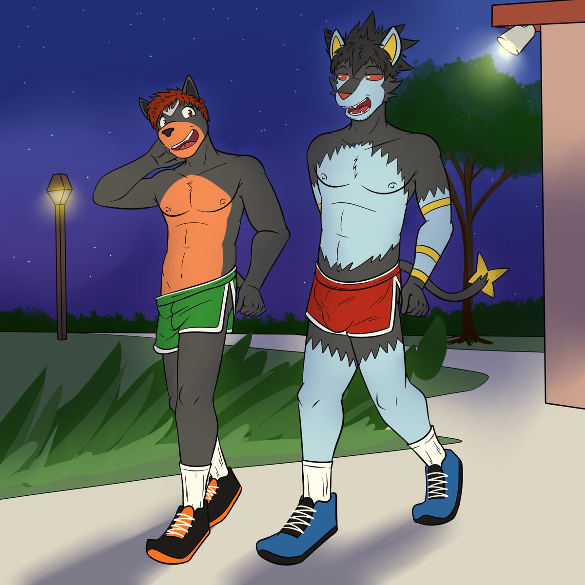 At least luxray is nice enough to have a spare pair of running shorts for houndour, even if they are slipping off.