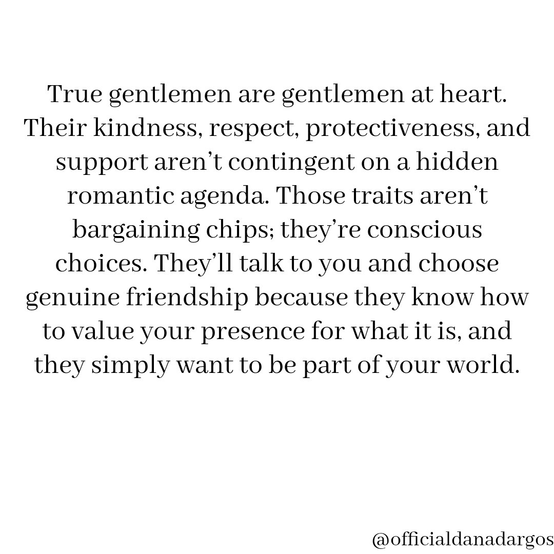 dana_dargos's tweet image. Grateful to have men in my life who choose to be kind, respectful, and supportive without expecting anything in return. Real gentlemen don’t need an agenda to be decent. What qualities make you respect someone the most?
.
.
#Gentlemen #GoodMenExist #KindnessMatters