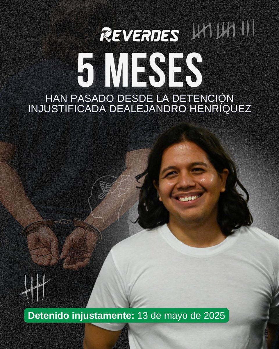 💔⏳Cinco meses encarcelado por defender derechos. Cinco meses de injusticia, cinco meses de silencio.
Alejandro Henríquez y José Ángel Pérez siguen tras las rejas por defender el agua, la tierra y la vida. No hay pruebas, no hay delito.
#LibertadParaAlejandro