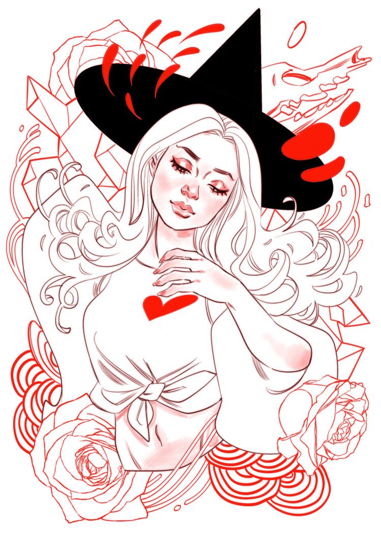S_Marguerite's tweet photo. It's #SpookySeason and here's a little #witch #illustration for "I LOVE MY COMIC SHOP" event by @csnpress 
- in issue 1990 - October 8th for #ComicShop News! 
🎃 🧹🔮 🐈‍⬛ 🌙

#october #halloween #digitalart #whimsical #margueritesauvage #magic #witchcraft https://t.co/B9aAIuR6yg