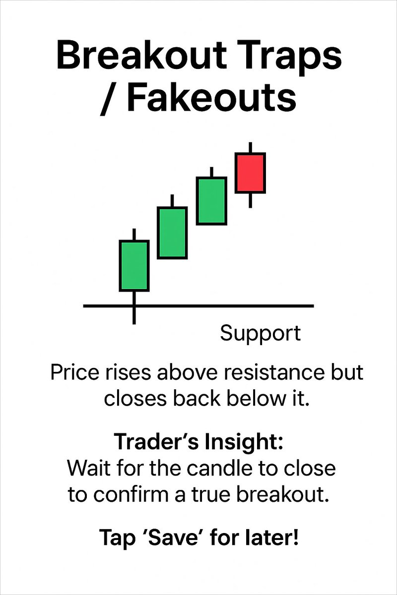 Sailenser10's tweet image. ⚠️ อย่ารีบ! Breakout ที่คุณเห็นอาจเป็นกับดัก &quot;Fakeout&quot; ที่ดึงเงินออกจากพอร์ตคุณ! 💸

​✅ กู้ชีพพอร์ตคุณได้! โพสต์นี้มีค่ามาก Tap &apos;Save&apos; for later! 💾 ป้องกันตัวเองจาก Breakout Trap ทุกครั้งที่คุณเปิดกราฟ!

​#Fakeout #BreakoutTrap #FalseBreakout #BullTrap #CandleConfirmation