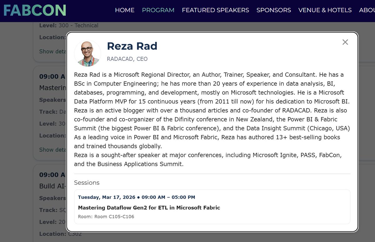 Yeeees. Excited to be part of #FabCon 2026 #Atlanta #USA

I am looking forward to seeing the #MicrosoftFabric #PowerBI community in March 2026

Join my full-day #training #workshop about #Dataflow #DataFactory to deep dive into this #DataIntegration #ETL tool together