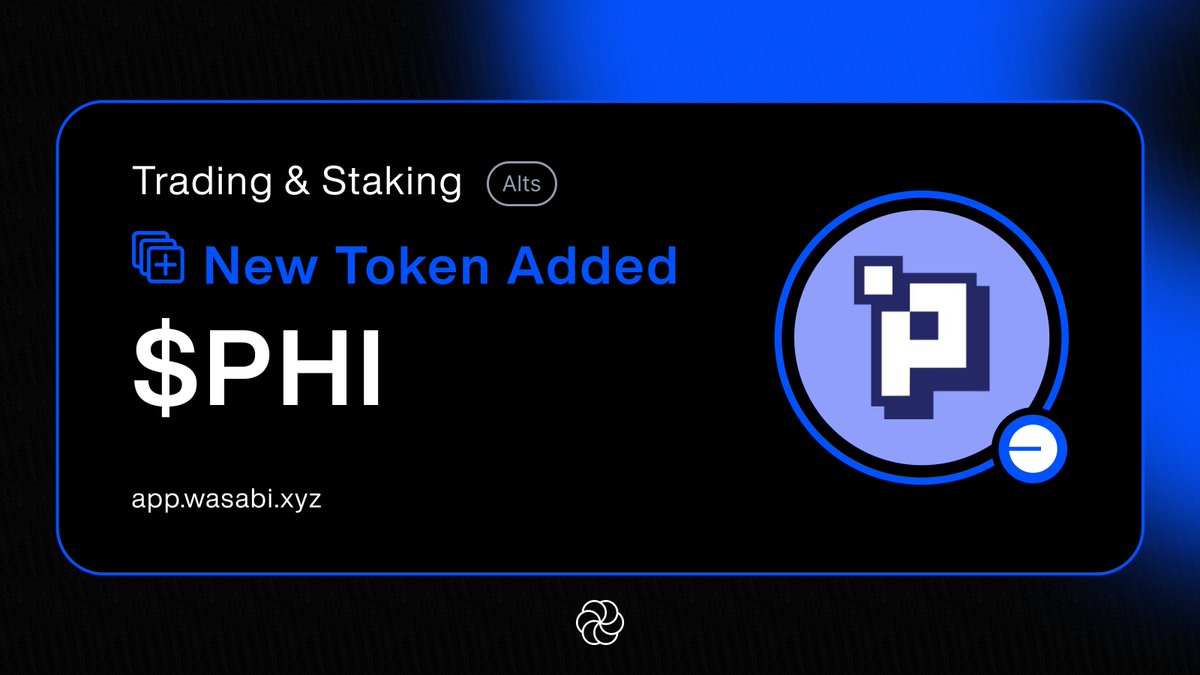 wasabi_protocol's tweet image. Welcome, @phi_xyz - $PHI has landed on Wasabi.

Trade with up to 3x leverage.
Earn yield from real onchain activity.

Get started 👇