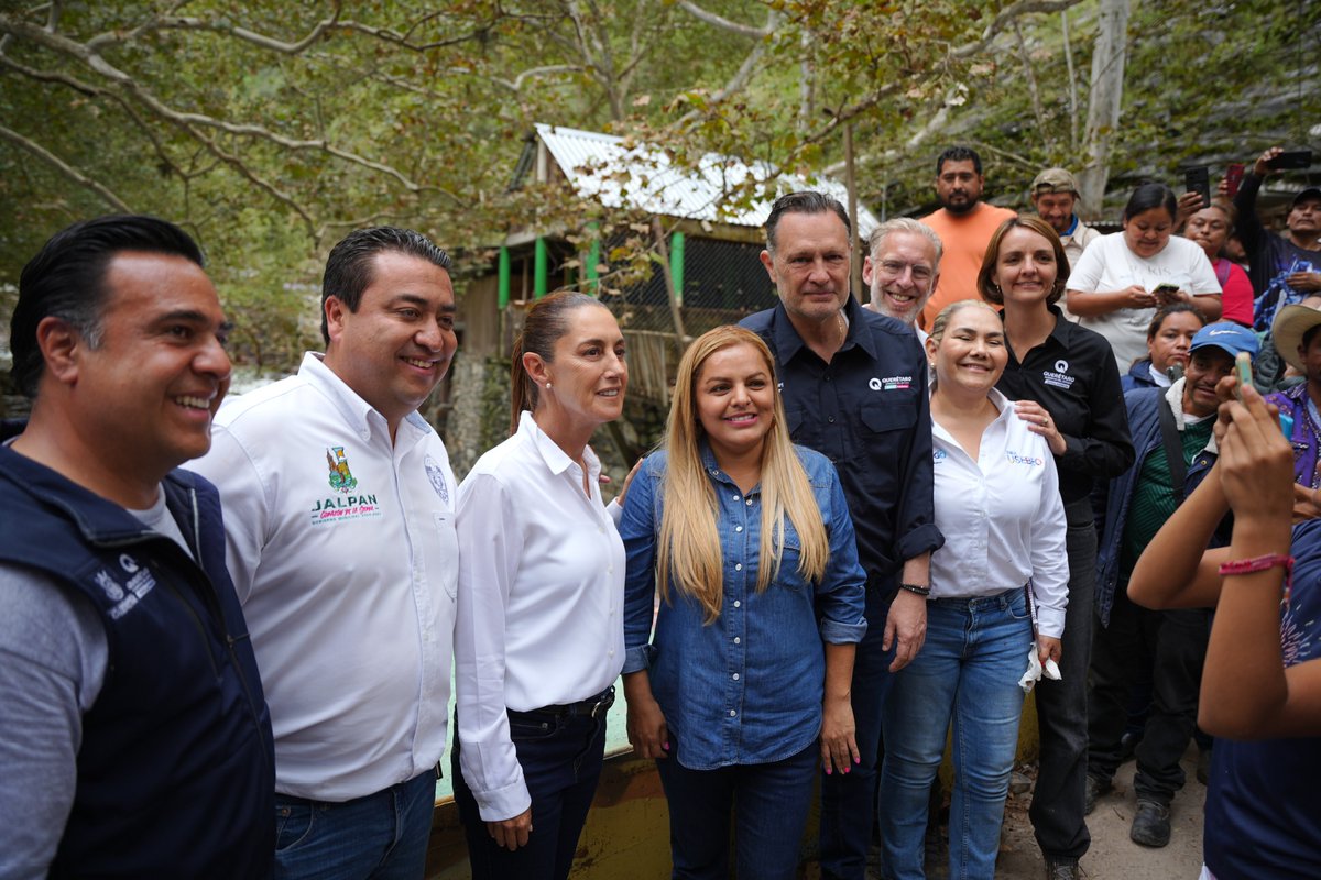 Estuvimos en Pinal de Amoles, en donde acompañé a la presidenta, <a href="/Claudiashein/">Claudia Sheinbaum Pardo</a>  y al gobernador, <a href="/makugo/">Mauricio Kuri</a>, para hacer un recorrido en la zona afectada por las lluvias, levantamos peticiones para dar atención a los negocios afectados. Nuestro compromiso es que el apoyo llegue a