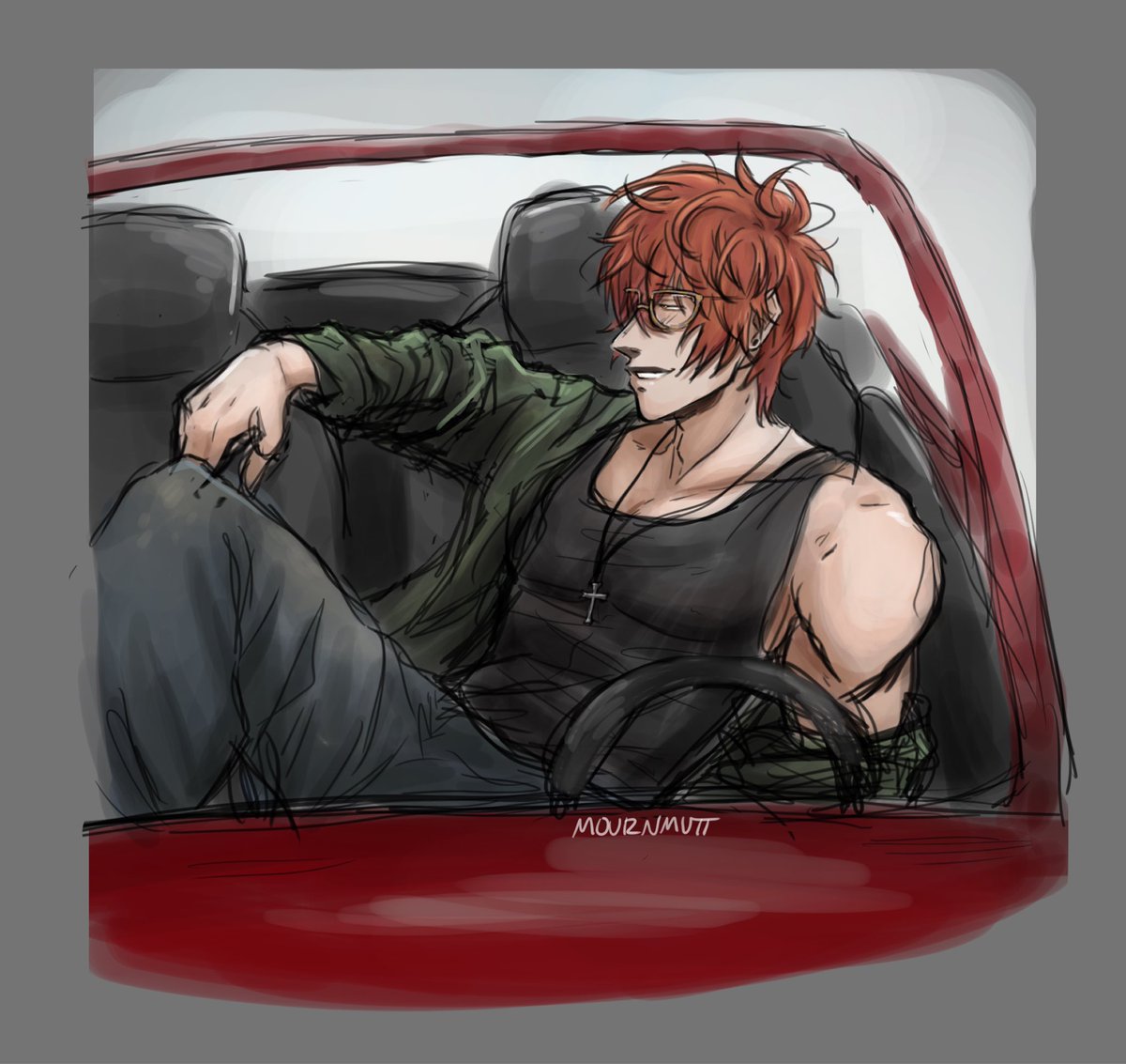 mournmutt's tweet photo. mystictober day thirteen - seven x mc (but its just seven) 

#MM_mystictober2025 #mysme #mysticmessenger #mysticmessengerfanart  #mysticmessengerseven #saeyoungchoi #수상한메신저 #최루시엘 #최세영 #mysticmessengersaeyoung https://t.co/O0ZceoOwvH