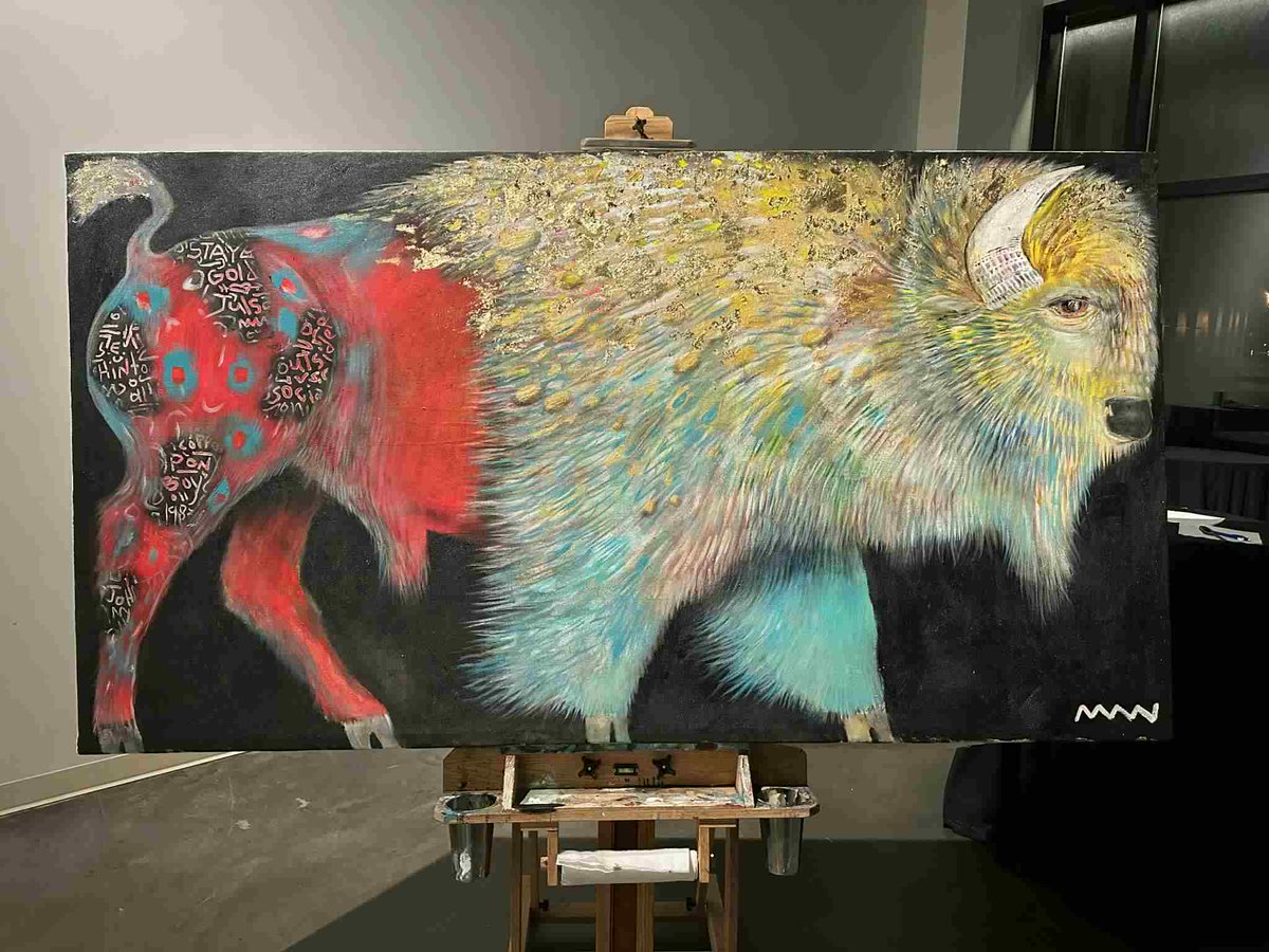 DannyBoy1968's tweet photo. Check out this stunning live piece painted by artist Chris Mantle at last night’s Stay Gold Gala. Thank you, Chris, for supporting our fundraising efforts. Stay Gold, my friend.   #OklahomaBison #TheStayGoldGala #ChrisMantle #OKPOP #Tulsa #Sold https://t.co/F4KVVsvOIV