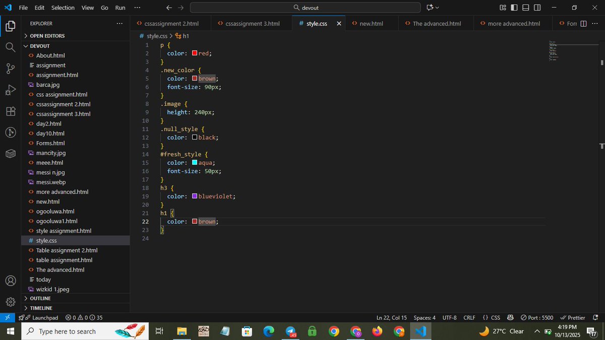 ogooluwa32's tweet image. Just finished my web design assignment
Styled my page using all three CSS methods inline, internal, and external. Also built a simple website with at least 5 HTML tags.
@devoutdevs @09_Cipher @realvic9
#HTML #CSS #VSCode #WebDevelopment #beginner