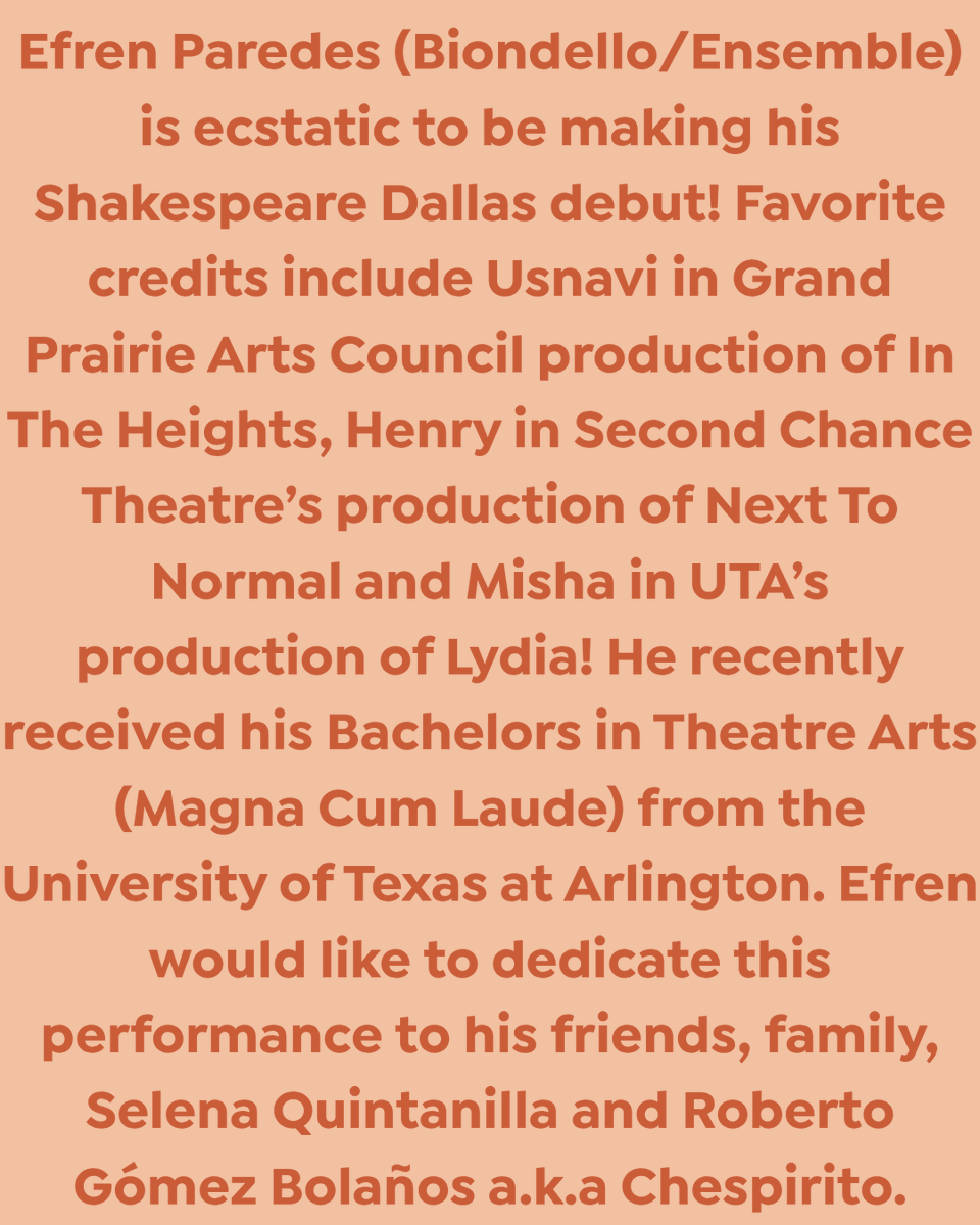 CAST SPOTLIGHT-EFREN PAREDES

#CastSpotlight #ShakespeareinthePark #ShakespeareDallas #TheTamingoftheShrew