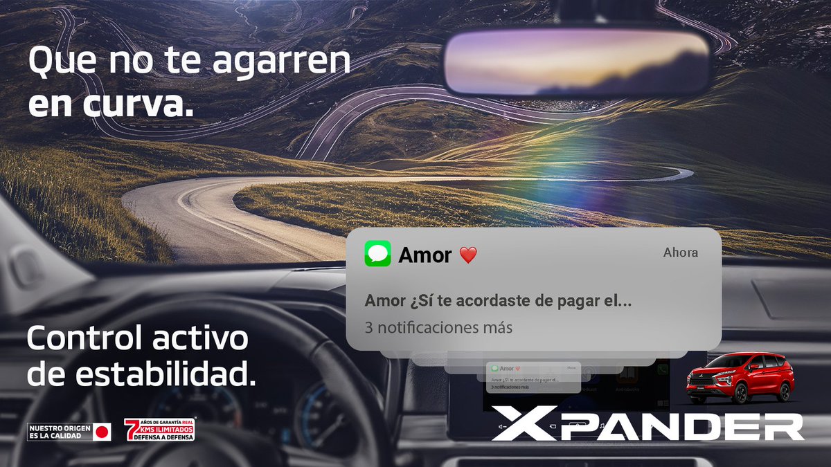 MitsubishiMex's tweet photo. 😱 La vida no siempre va en línea recta, pero tu #Mitsubishi #Xpander con Control Activo de Estabilidad te mantiene firme en cada curva. 🚘 🚧 https://t.co/UTotmCPKRD