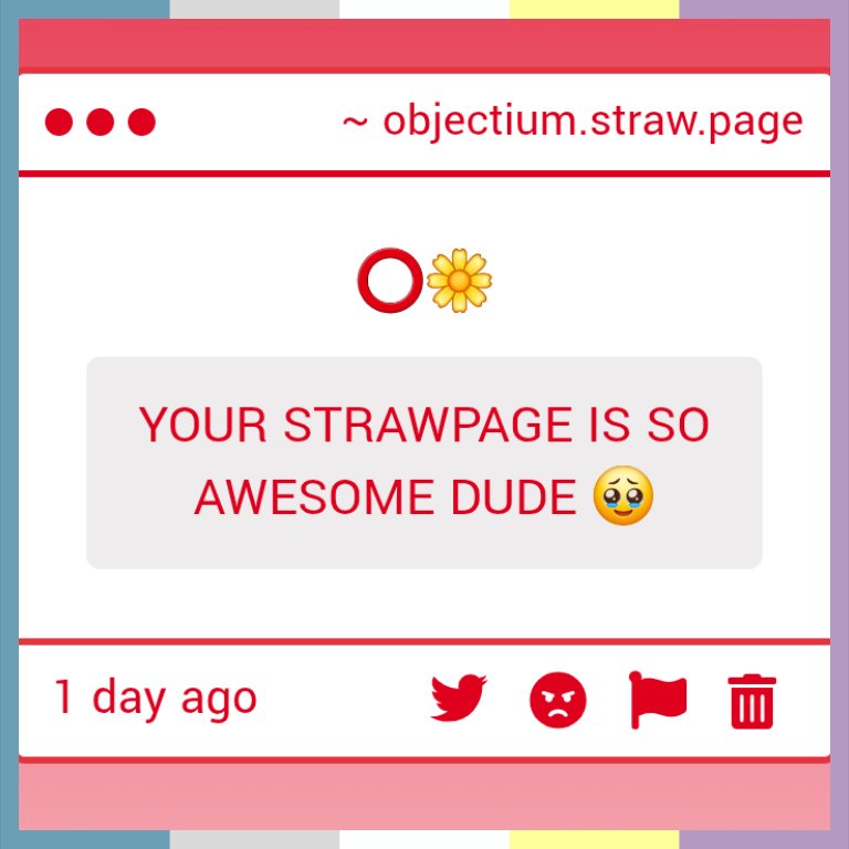 Objectium's tweet image. Thank you! I still need to add some more things, but I'm glad you find it to be awesome. :-)
objectium.straw.page