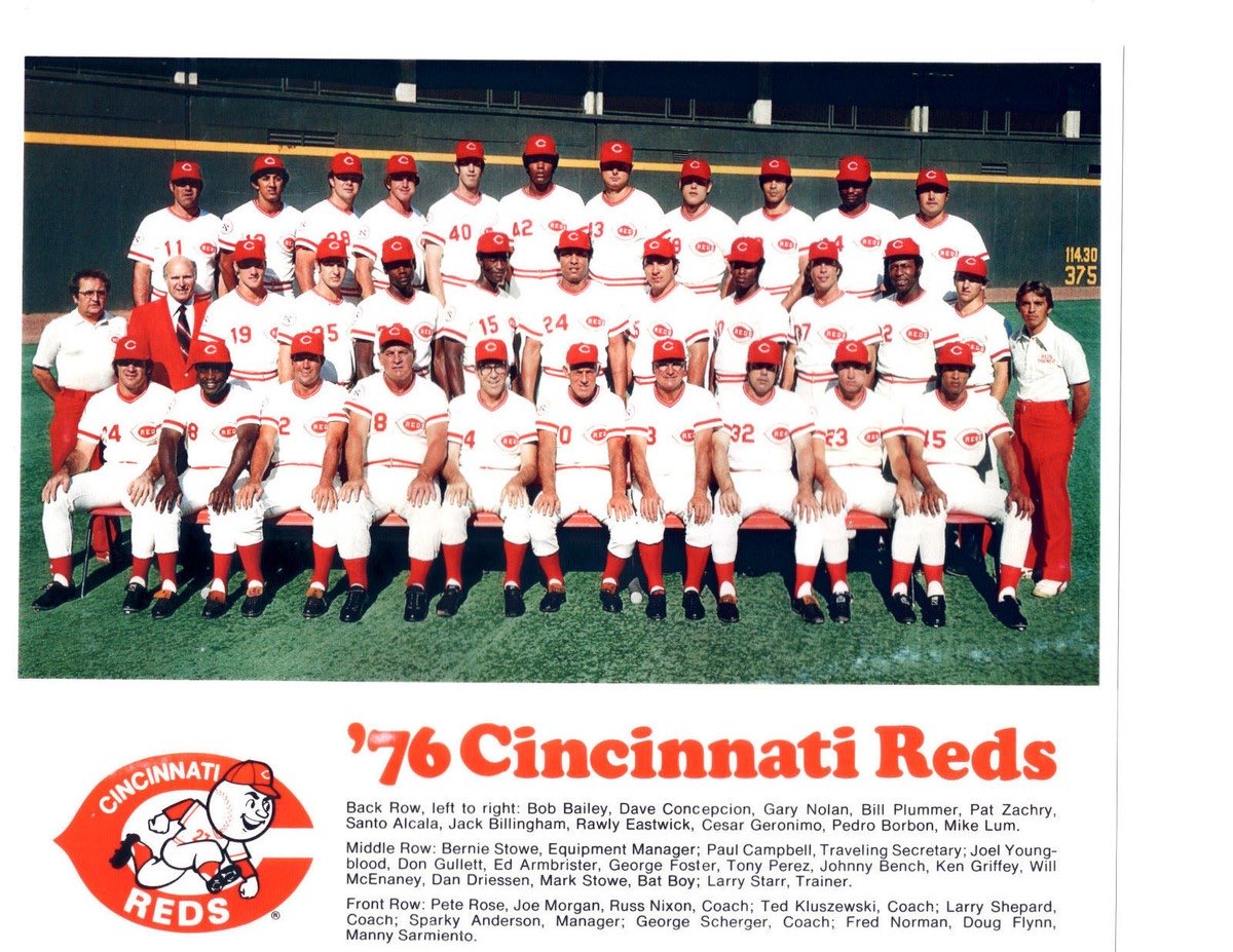 🔴 On this week in Reds history 
October 12, 1976, the Big Red Machine swept the Phillies to advance to the World Series

One step closer to their second straight championship.

Bench. Griffey. Rose.