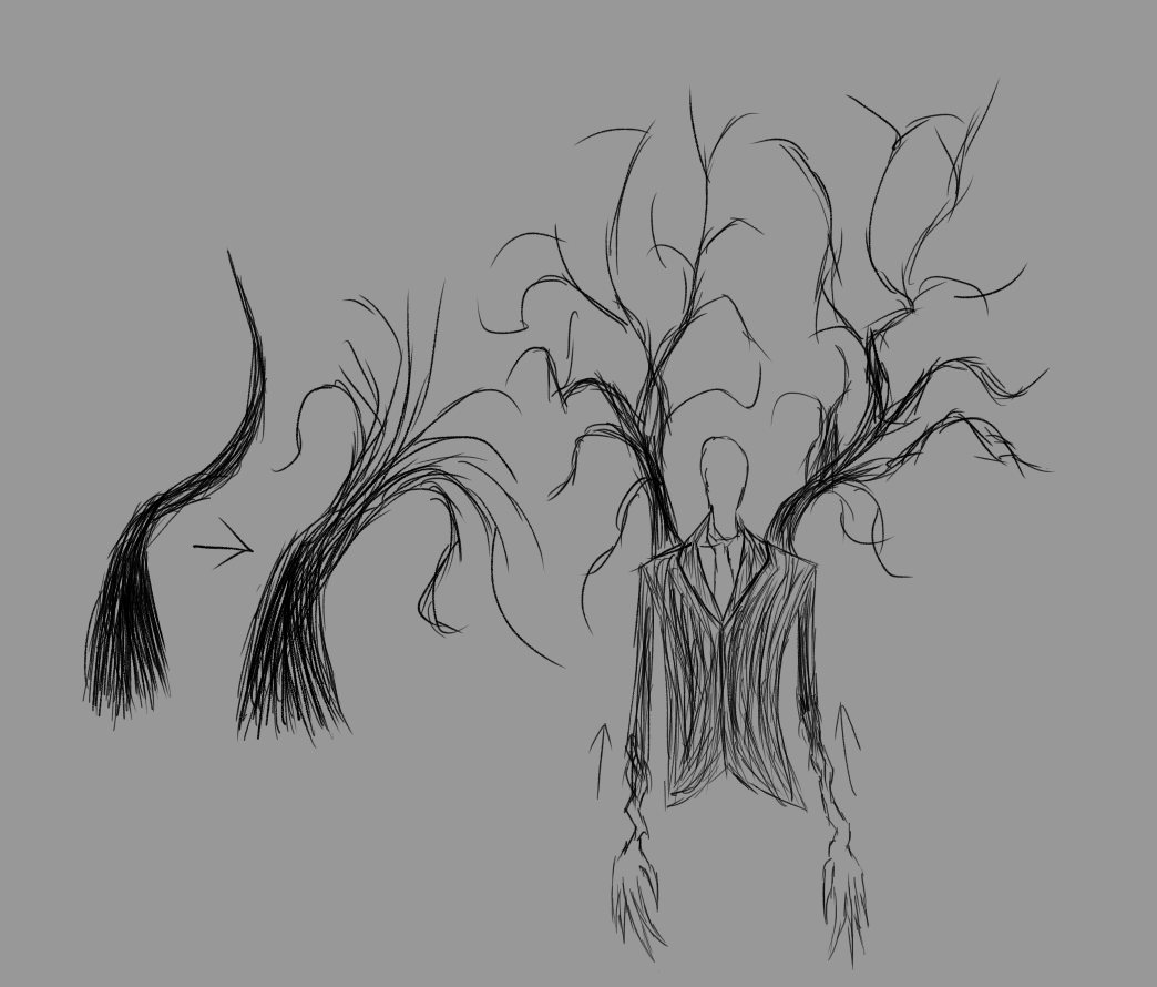 PhoenixFinch_'s tweet image. btw this is my own personal take on Slenderman, where like his suit + tendrils are these hair like fungi that can change and wrap into each other (kind of like how Bayonetta's hair works)

And if he needs to make his tendrils longer, his suit shrinks