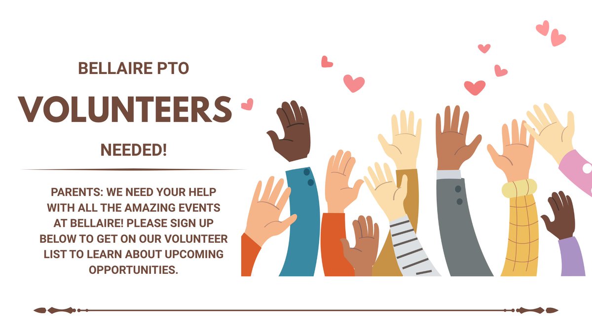 The Bellaire PTO is seeking volunteers to assist with various events throughout the year.  Sign up to receive more information and opportunities as they become available!  Make sure that you have completed the V.I.P.S process, too -  Links are in our bio!